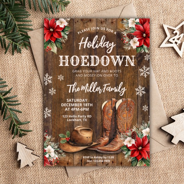 Helgdag Hoedown, Westerna julen Party, Cowboy Inbjudningar (Skapare uppladdad)