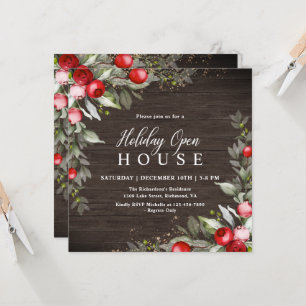 Helgdag Holly Berry Open House-inbjudan Inbjudningar