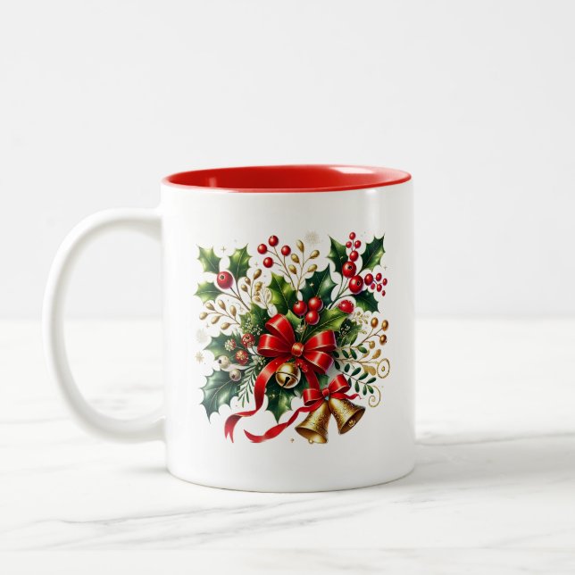 Helgdag Holly Coffee Mugg (Vänster)