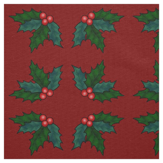 Helgdag Holly Fabric julFabrics Anpassningsbar Tyg (Prov)