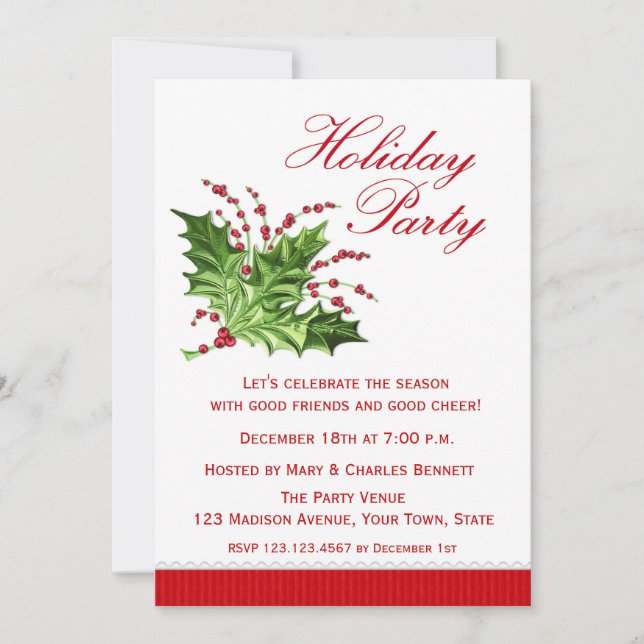 Helgdag Holly, inbjudan till Julfest (Framsida)