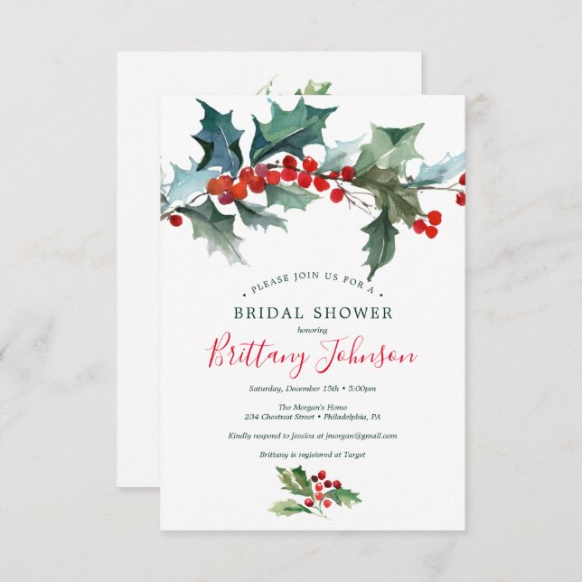 Helgdag Holly Inbjudningskort för möhippan (Fram/baksida)