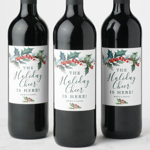 Helgdag Holly jul-etikett Vin Vinflaska Etikett