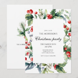 Helgdag Holly jul Party Inbjudningar