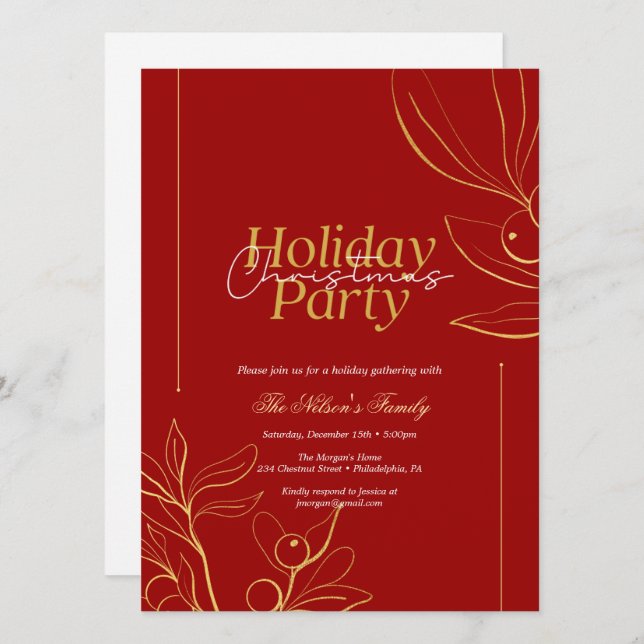 Helgdag Holly jul Party Julkort (Fram/baksida)