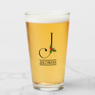 Helgdag Holly Monogram Brev J Personlig Beer Glaskopp