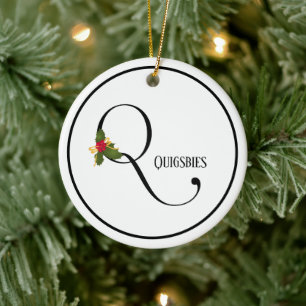Helgdag Holly Monogram Brev Q Personlig Julgransprydnad Keramik