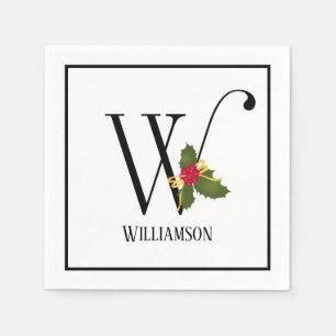 Helgdag Holly Monogram Brev W Personlig Papper Pappersservett