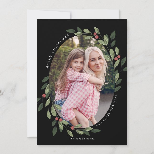 Helgdag Holly Photo Card Inbjudningar (Framsida)