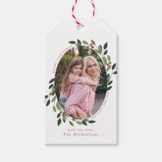 Helgdag Holly Photo Gift-Märkre Presentetikett