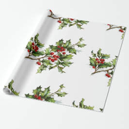 Helgdag Holly Retro Stil Gift Presentpapper