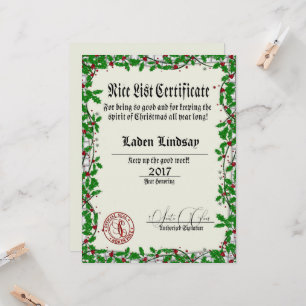 Helgdag Holly Santa's Nice List