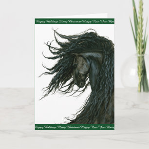 Helgdag Horse Hälsning Friesian by Bihrle Helgkort