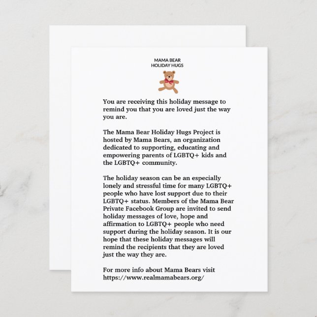 Helgdag Hugs Note (Fram/baksida)