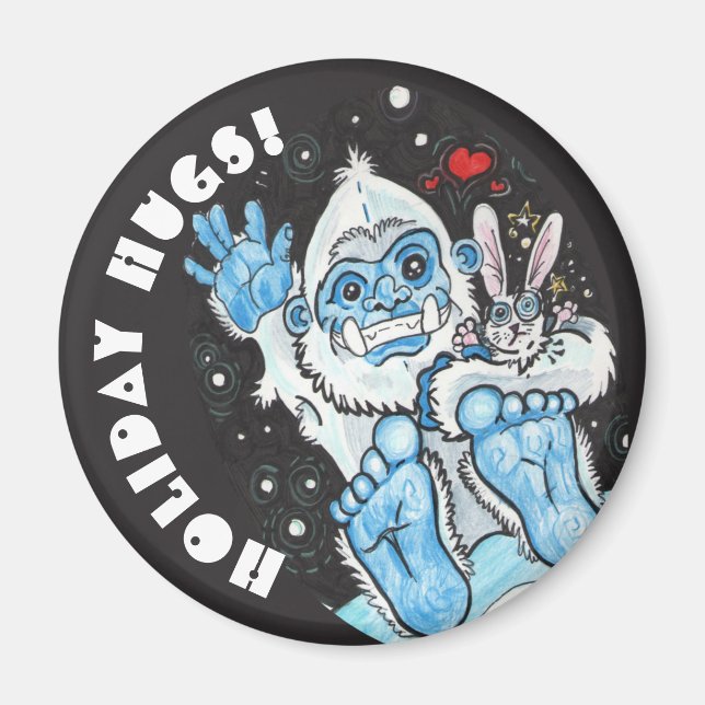 Helgdag Hugs Yeti! Magnet (Framsidan)