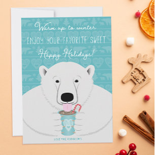 Helgdag Hygge Polar Bear Sips Hett Cocoa på skalet Kort