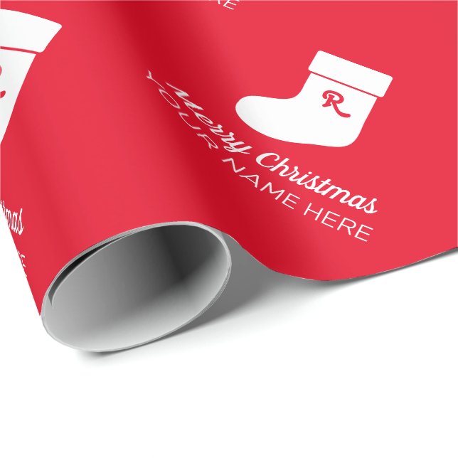 Helgdag i anpassningsbar i monogram julklapp presentpapper (Rullad Hörn)