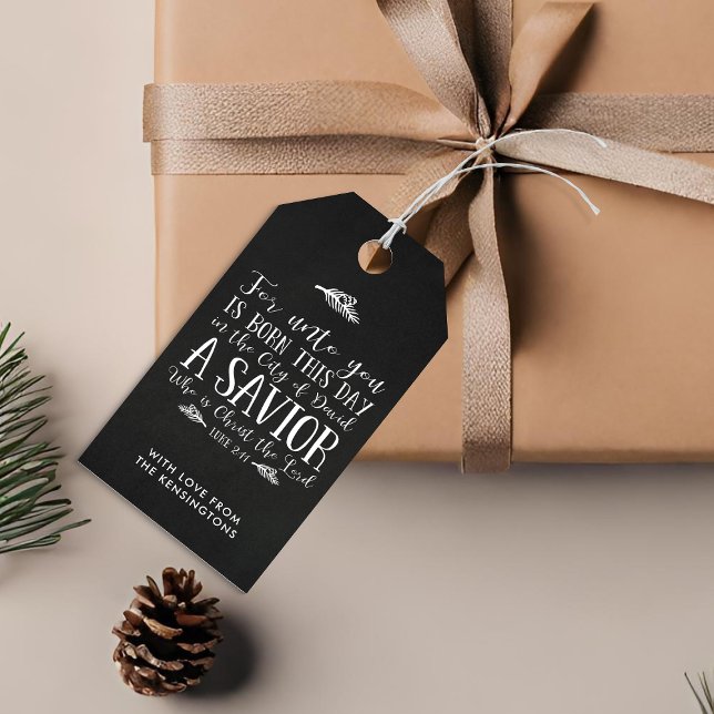 Helgdag i Chalkboard, kristen Jultipografi Presentetikett (Christian Christmas Typography Chalkboard Holiday Gift Tags)