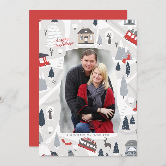 Helgdag i julfoto julkort (Fram/baksida)