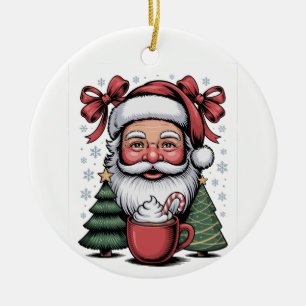 Helgdag  i julrödcoquette Santa Julafton Julgransprydnad Keramik