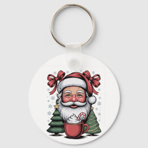 Helgdag i julrödcoquette Santa Julafton Nyckelring