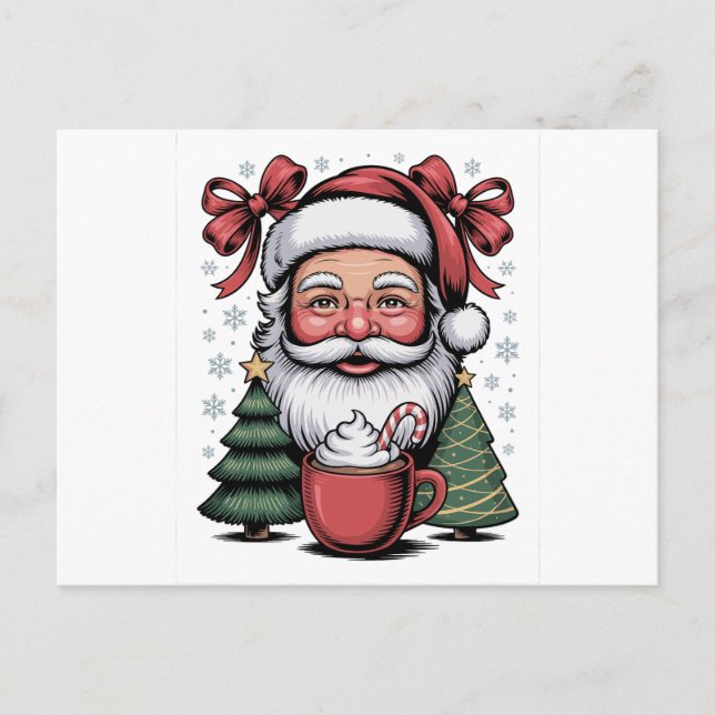 Helgdag  i julrödcoquette Santa Julafton Vykort (Framsida)