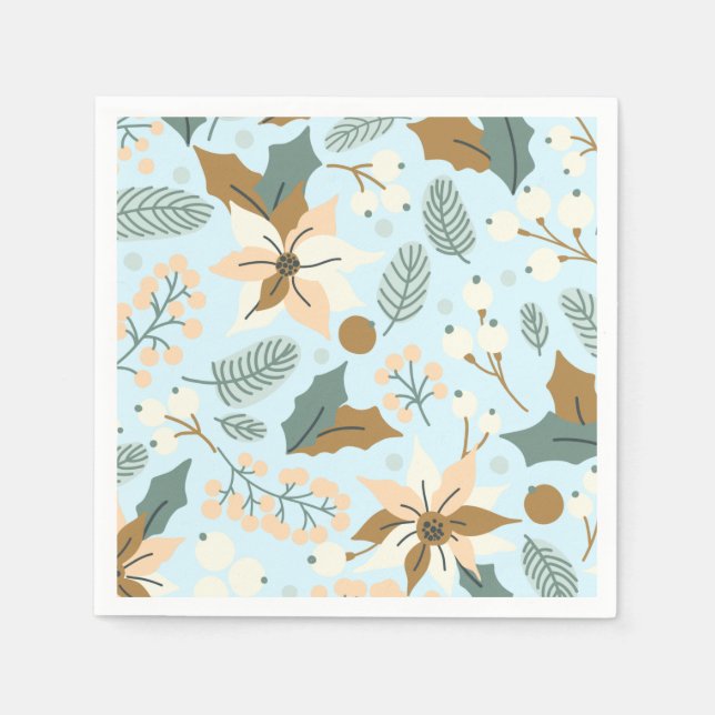 Helgdag i Poinsettia vintertid Pappersservett (Framsidan)