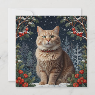 Helgdag i vintergröna i Cute jul kattunge Julkort