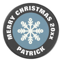 Helgdag Ice Hockey Puck /jul Snowflake White