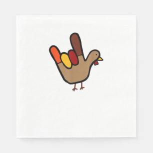 HELGDAG ILY Sign Language Hand Turkey Thanksgiving Pappersservett