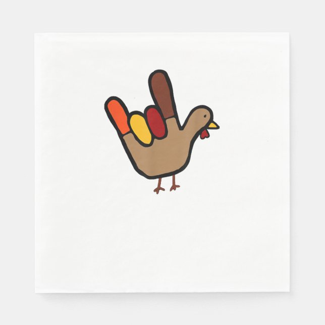 HELGDAG ILY Sign Language Hand Turkey Thanksgiving Pappersservett (Framsidan)