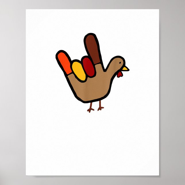 HELGDAG ILY Sign Language Hand Turkey Thanksgiving Poster (Framsidan)