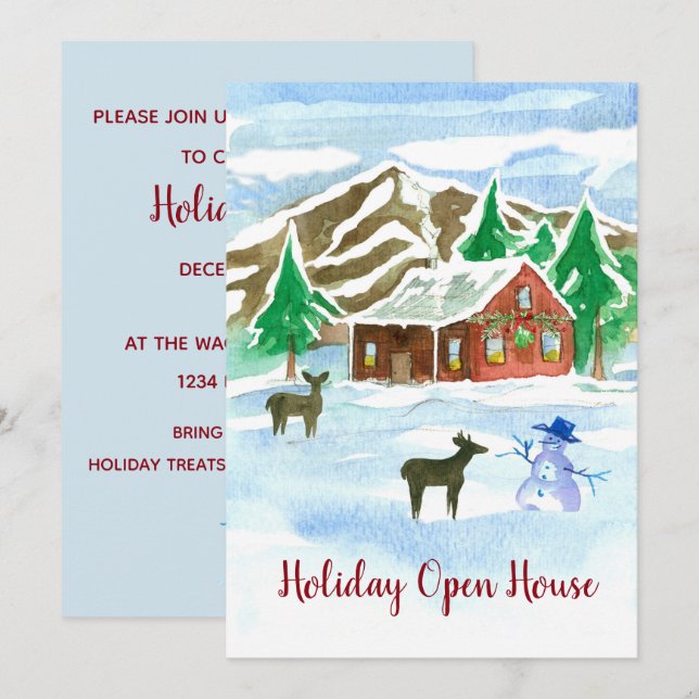 Helgdag inbjudan till Open House-julfest (Fram/baksida)