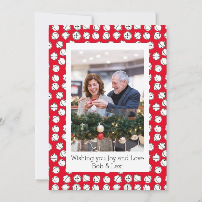 Helgdag Jingle Klockor Photo Flat Helgdag Card Julkort (Framsida)