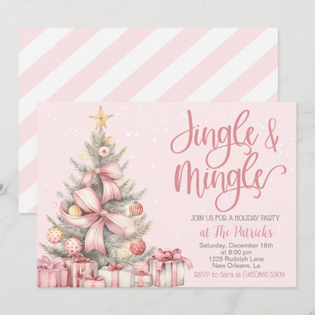 Helgdag Jingle & Mingle Party-inbjudan Inbjudningar (Fram/baksida)