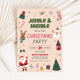 Helgdag Jingle och Mingle Cute God Jul Party Inbjudningar