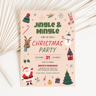 Helgdag Jingle och Mingle Cute God Jul Party Inbjudningar