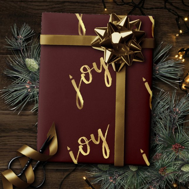 Helgdag Joy | Klassiskt Guld-markörskript på rött Presentpapper (Skapare uppladdad)