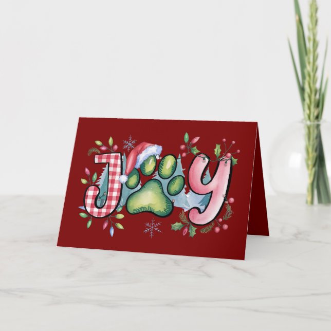 Helgdag Joy Pet Tass God jul Card Red Inbjudan (Framsida)