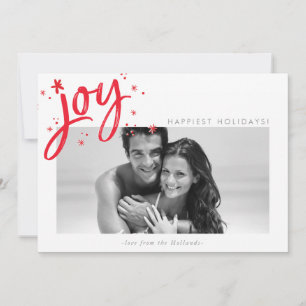 HELGDAG JOY PHOTO moderna festive Red sparkles Julkort