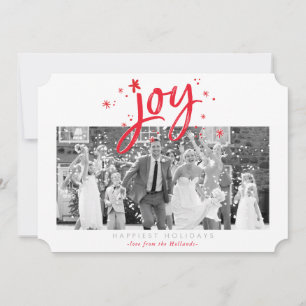 HELGDAG JOY PHOTO moderna festive Red sparkles Julkort
