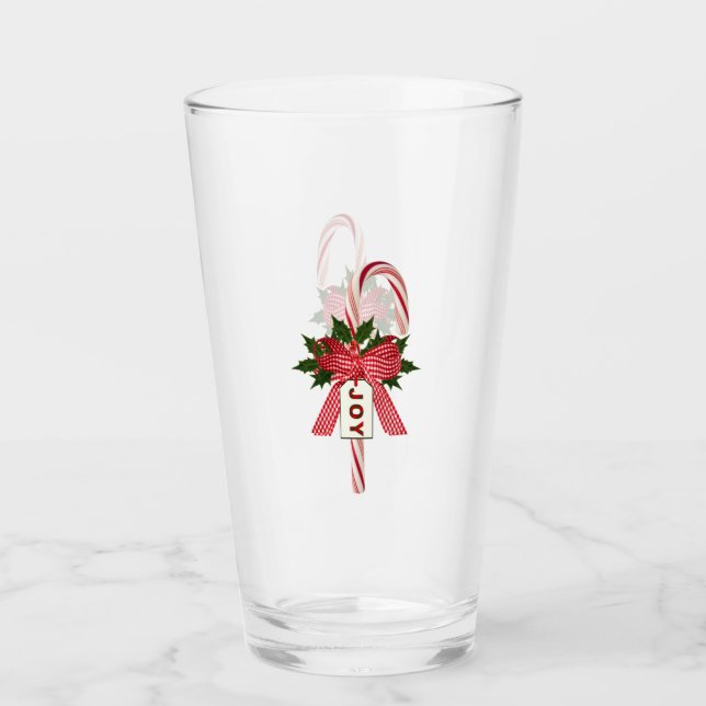 Helgdag Joy Polkagrisars Beer Soda Pint Glass Glaskopp (Framsida)