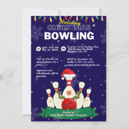 Helgdag jul Bowling Blue & Grönt Snö Party Inbjudningar