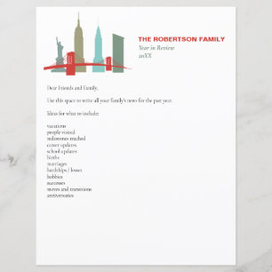 Helgdag jul Brev Template New York Skyline