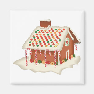 Helgdag jul Candy Gingerbröd Cottage Julafton Magnet