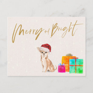 Helgdag jul Chihuahua Hund Merry Bright Vykort