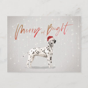 Helgdag jul Dalmatian Merry Bright Vykort