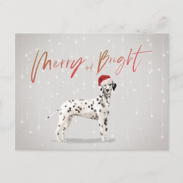 Helgdag jul Dalmatian Merry Bright Vykort (Framsida)