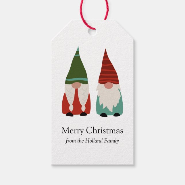 Helgdag Jul Gnomes Presentetikett (Framsidan)
