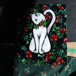 Helgdag jul Holly White Cat Poster